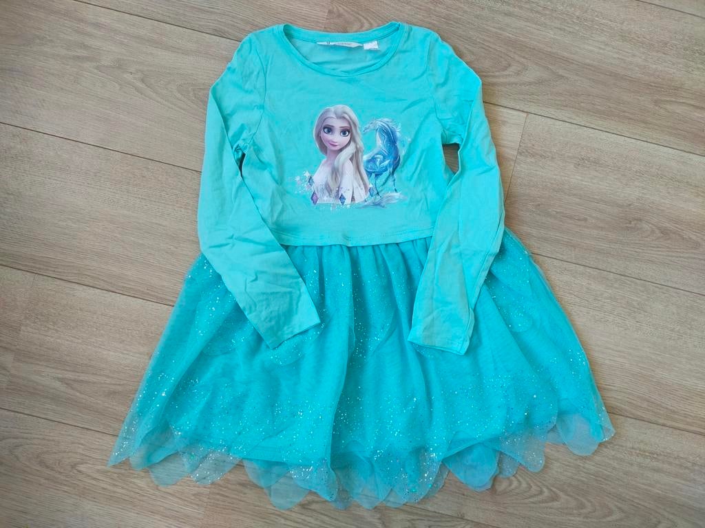 Zgan! Supermooi turquoise Frozen jurkje van H&M. Mt 122/128, Meisje, H&M, Ophalen of Verzenden, Zo goed als nieuw