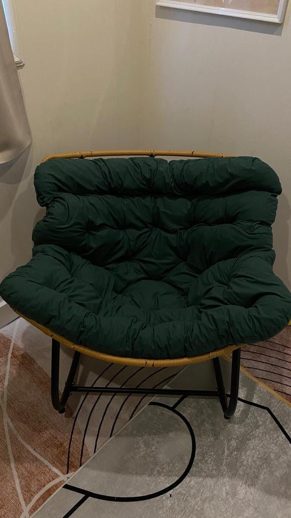 Nieuwe cozy Schommelstoel met Donkergroen Kussen, Modern, Comfortabel, Gebruikt, Overige kleuren, Eén