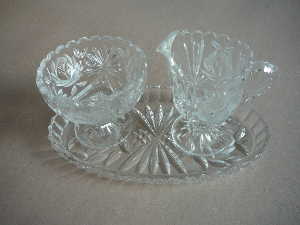 glazen melk- en suikerstelletje, Ophalen of Verzenden, Glas, Overige stijlen, Overige typen