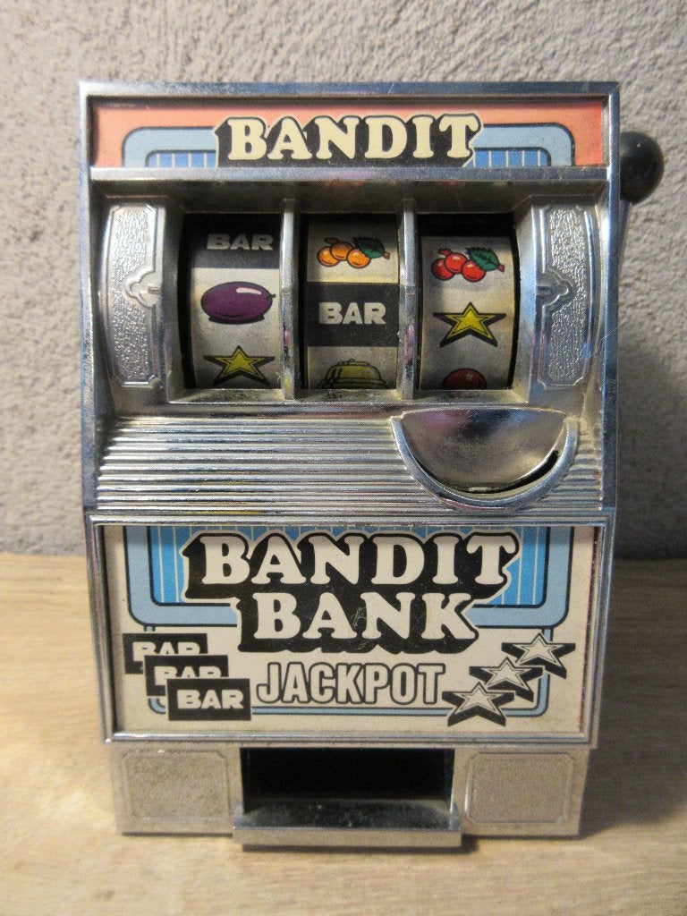 Vintage kleine gokkast bandit bank, Verzamelen, Overige munten, Ophalen of Verzenden, Gebruikt