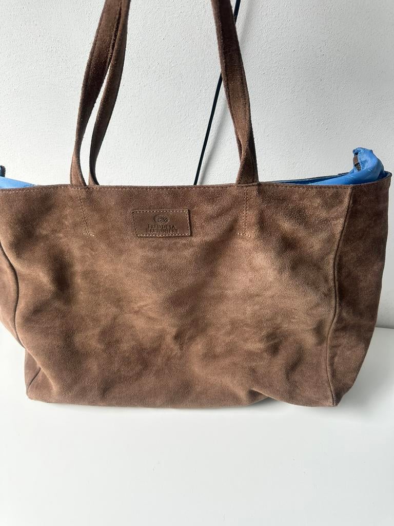 Fred de la bretoniere shopper tas camel beige suede, Ophalen of Verzenden, Zo goed als nieuw, Beige