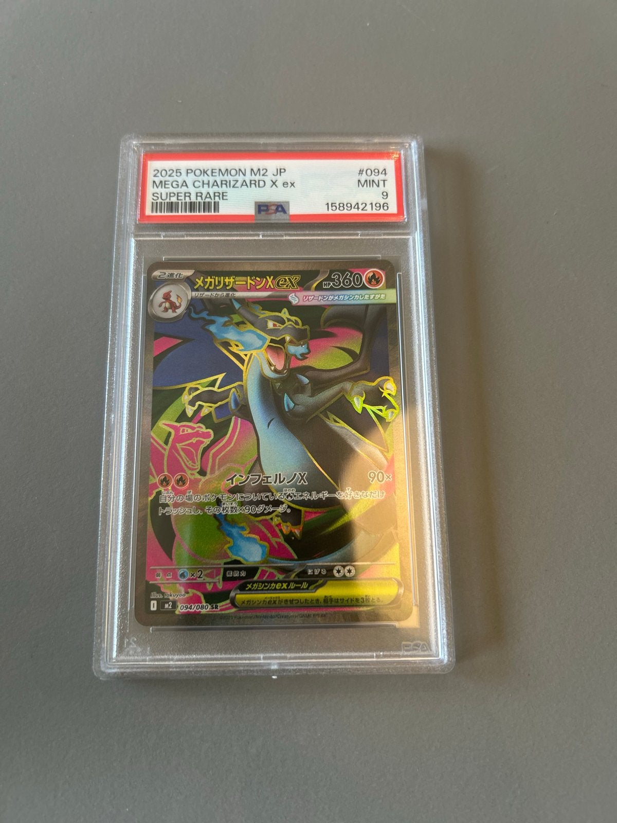 Mega Charizard X EX 94 - inferno x - psa 9 pokemon kaart, Ophalen of Verzenden, Zo goed als nieuw, Losse kaart