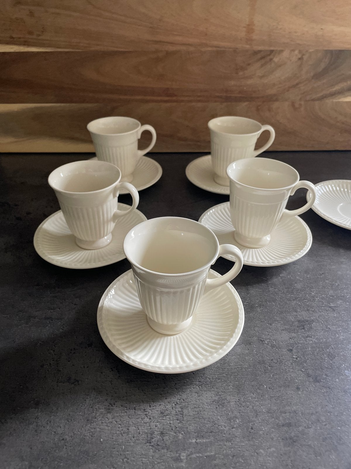 Wedgwood Edme koffiekopjes en los schoteltje, Huis en Inrichting, Gebruikt, Klassiek, Ophalen of Verzenden, Kop(pen) en/of Schotel(s)