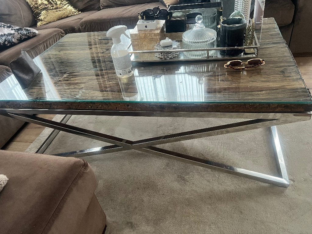 Salontafel robuust, Ophalen, Gebruikt, 100 tot 150 cm, Overige houtsoorten