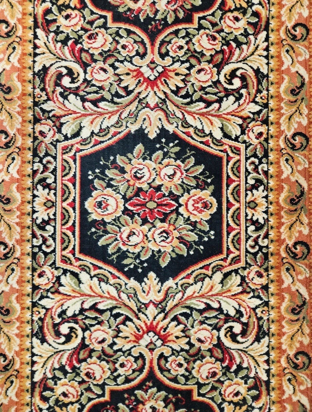 Vintage oosters wol vloerkleed loper rozen kelim 90x308cm, Geel, 200 cm of meer, Zo goed als nieuw, Www.hypepopup.nl