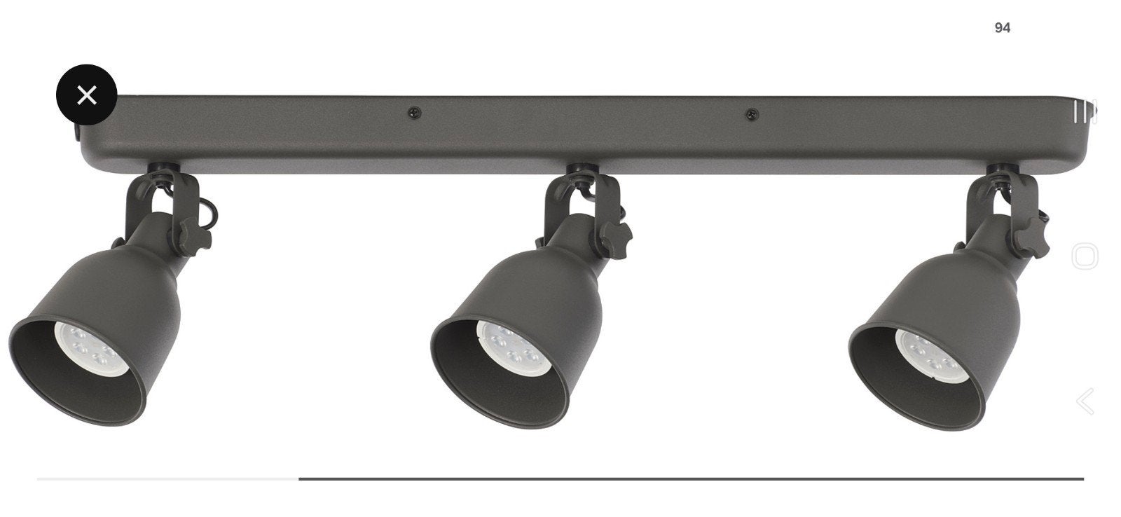 3x IKEA Hektar Plafondlamp - Zwart, Richtbaar, Ophalen