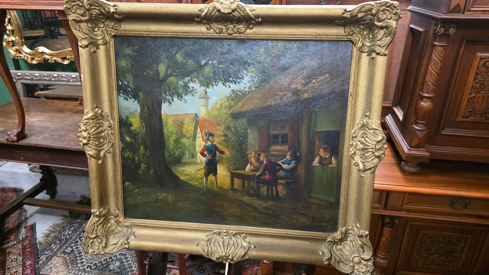Antiek romantisch schilderij, Ophalen