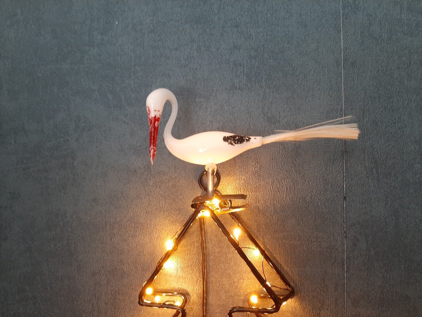 Vintage retro Antieke Kerstbal, Kerstornament ooievaar glas, Diversen, Ophalen of Verzenden, Gebruikt