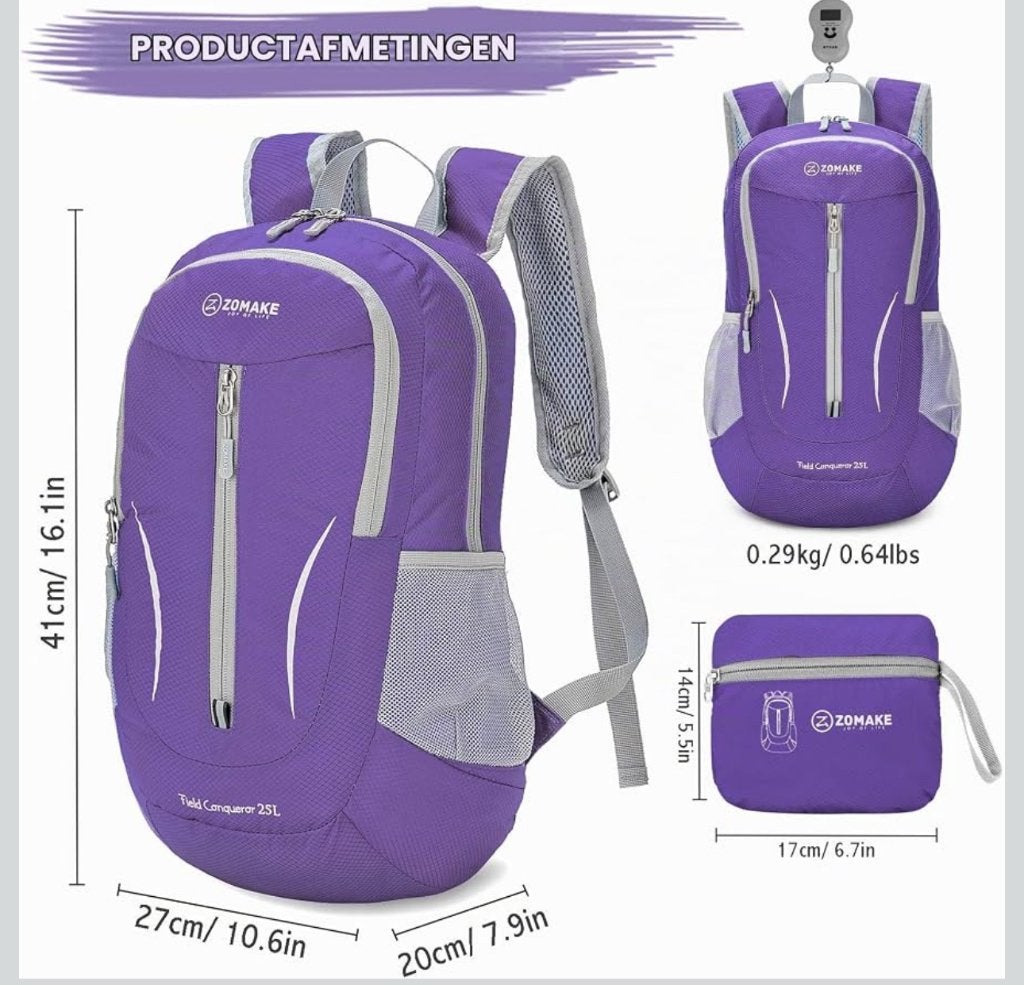 ZOMAKE Ultra Lightweight Foldable Backpack 25L, Overige merken, 40 cm of meer, Nieuw, Ophalen of Verzenden
