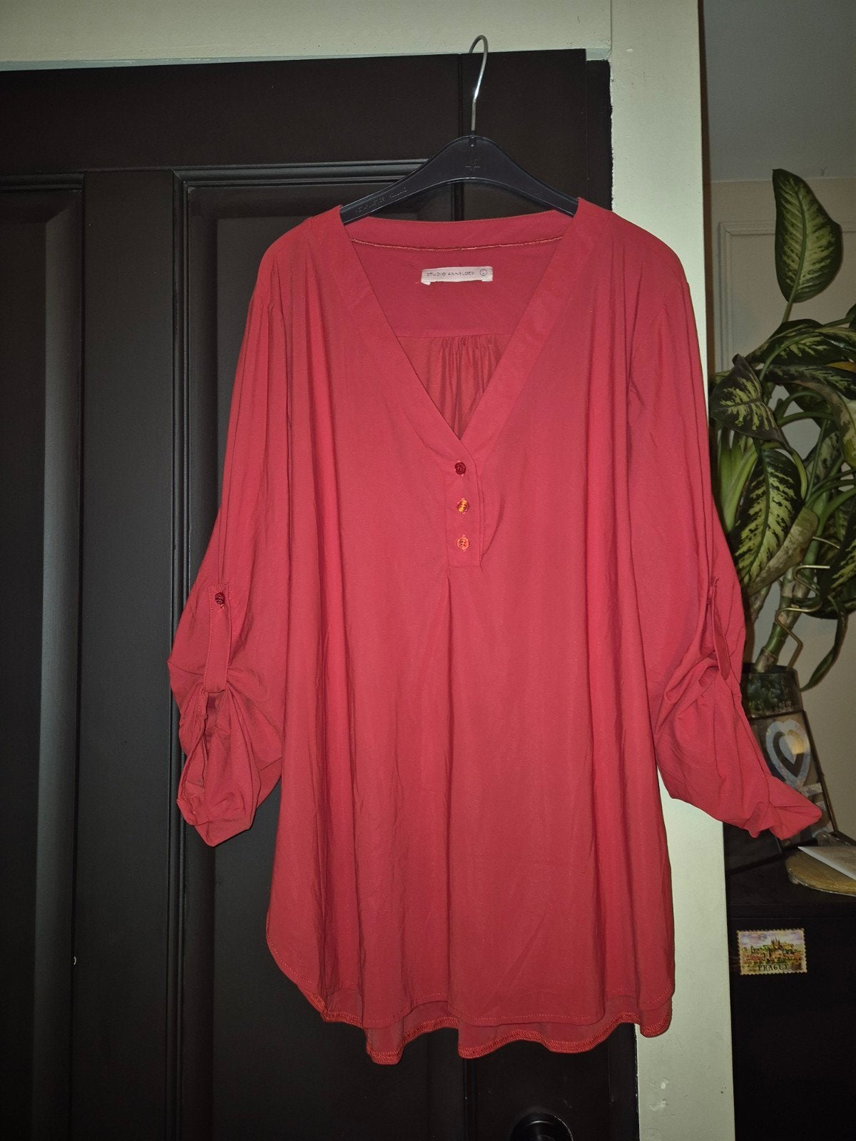 Studio Anneloes travelstof blouse rood maat L, Studio Anneloes, Maat 42/44 (L), Ophalen of Verzenden, Gedragen