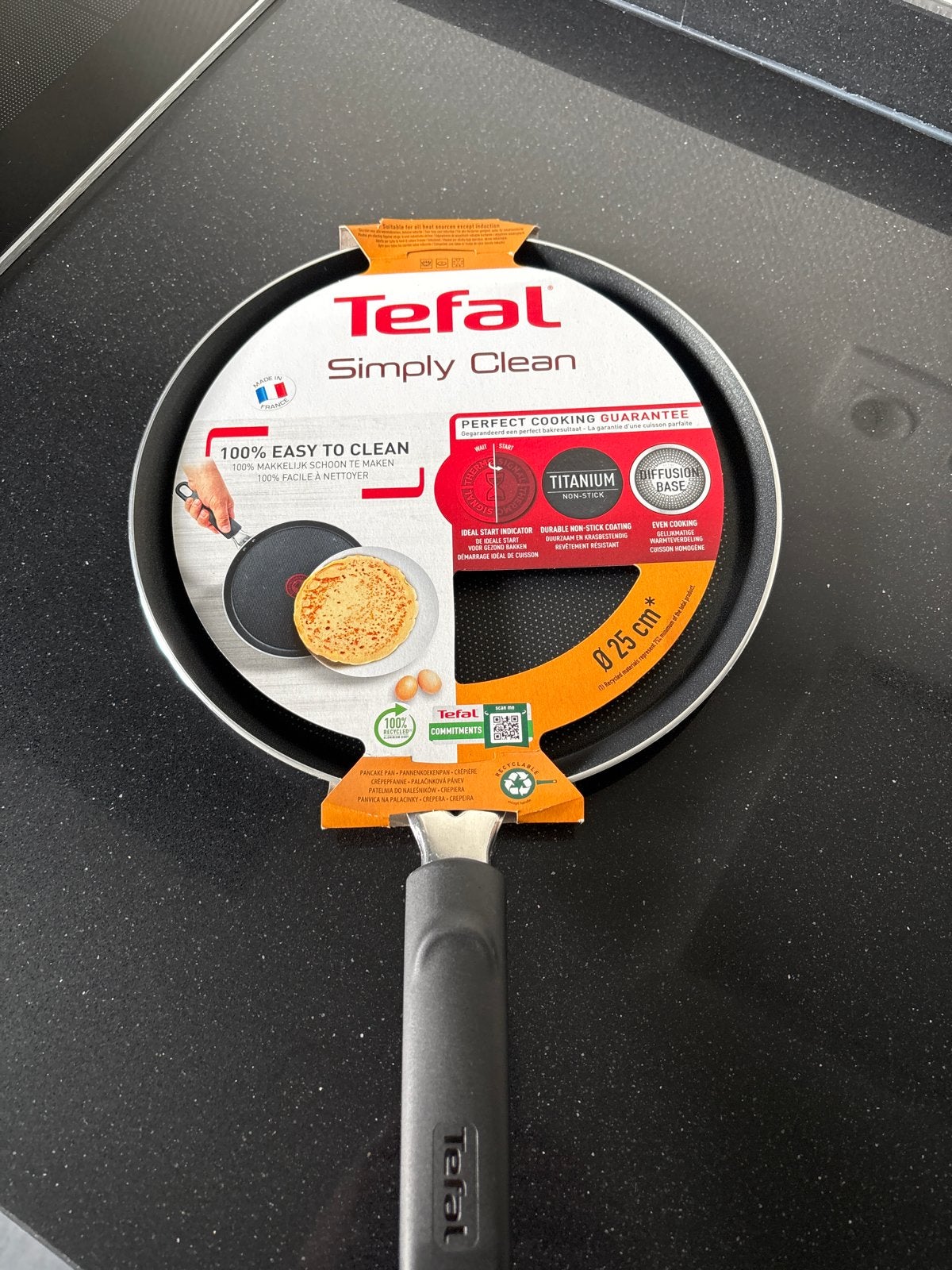 Tefal Simply Clean Pannenkoekenpan Ø 25 cm geen inductie, Huis en Inrichting, Pannenkoekenpan, Tefal, Antiaanbaklaag, Ophalen of Verzenden