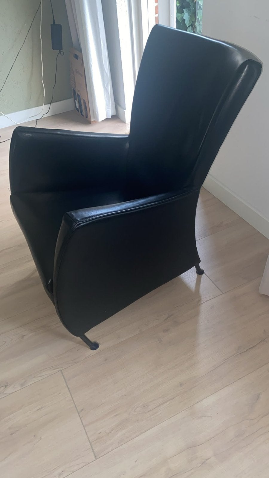 Montis Windy fauteuil - zwart leer, Ophalen, Gebruikt, Leer, 75 tot 100 cm