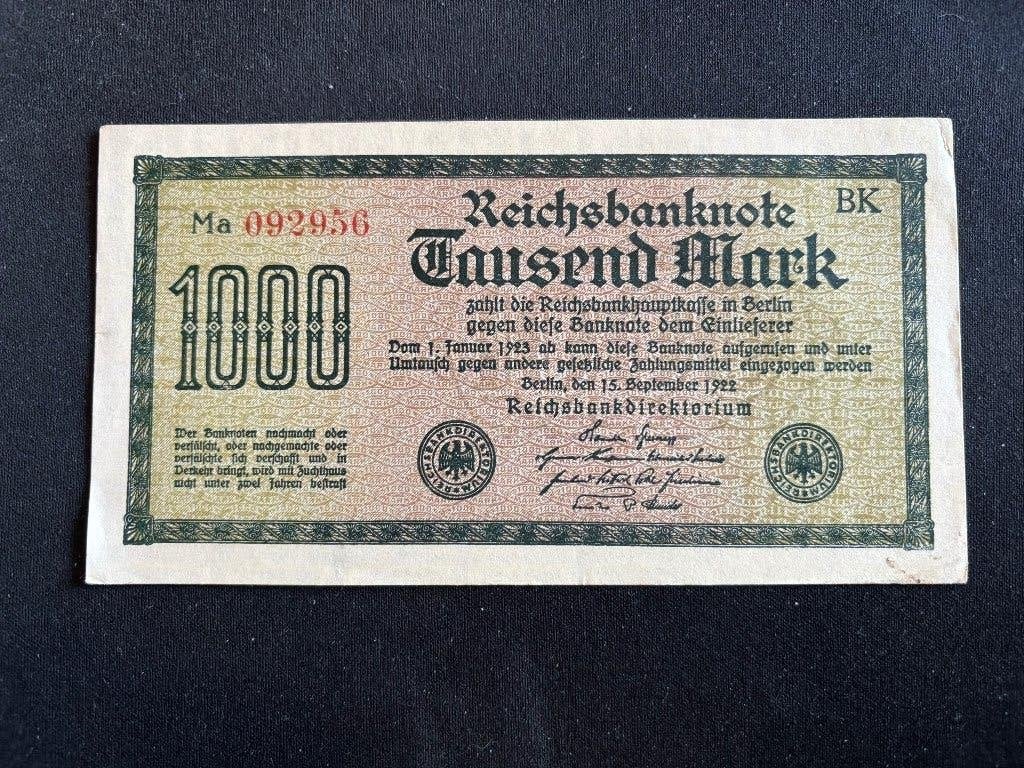 Reichsbanknote 1000 Mark, Verzenden, Duitsland, Los biljet