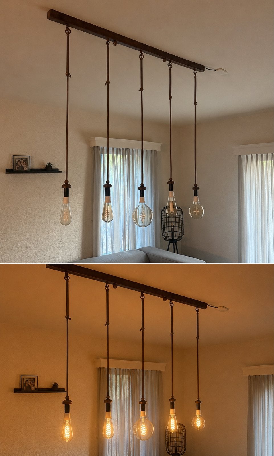 Industriële hanglamp 120 cm | 5-lichts | industrieel, Huis en Inrichting, Lampen | Hanglampen, Ophalen, Zo goed als nieuw, Metaal