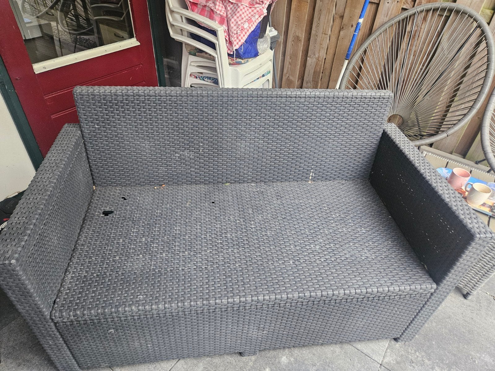 Wicker bank en 2 stoelen(Gratis), Tuin en Terras, Tuinbanken, Ophalen of Verzenden, Gebruikt, Wicker