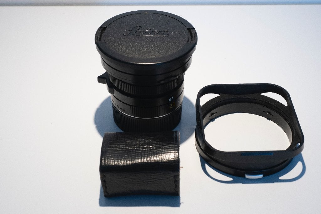 Leica Elmarit 21 mm f/2.8 21mm met zonnekap en viewfinder, 21 mm, Zo goed als nieuw, Leica, Leica M-mount