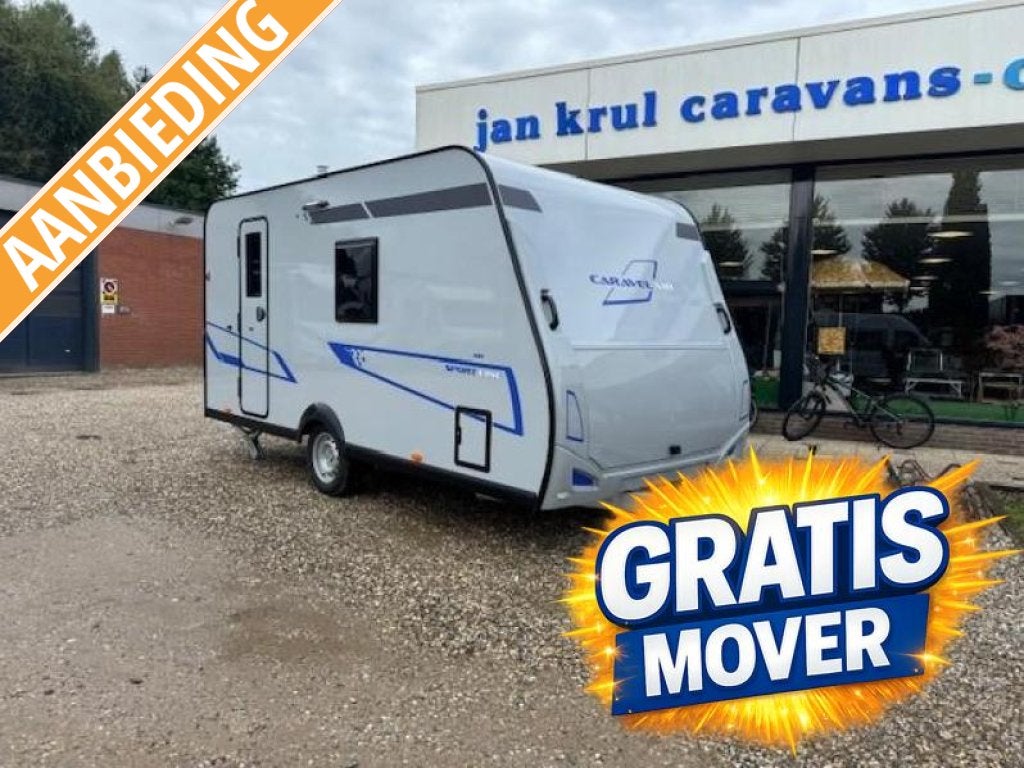 Caravelair Sport-Line 410 zwart met lichtgrijs, Bedrijf, Treinzit, Overige typen, 4 tot 5 meter