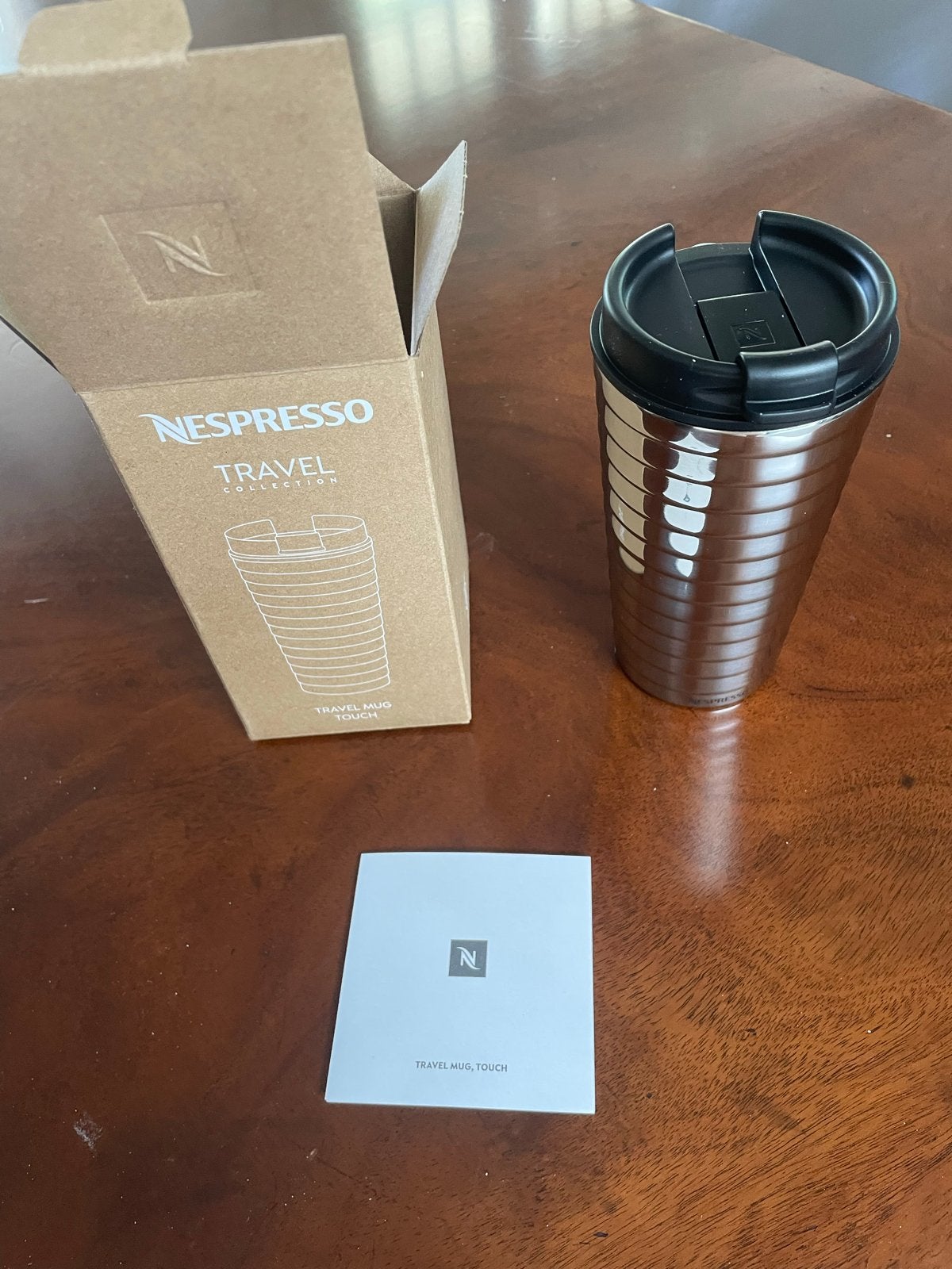Nespresso Touch Travel Mug - Thermosbeker, Ophalen of Verzenden, Zo goed als nieuw, Zilver, Metaal
