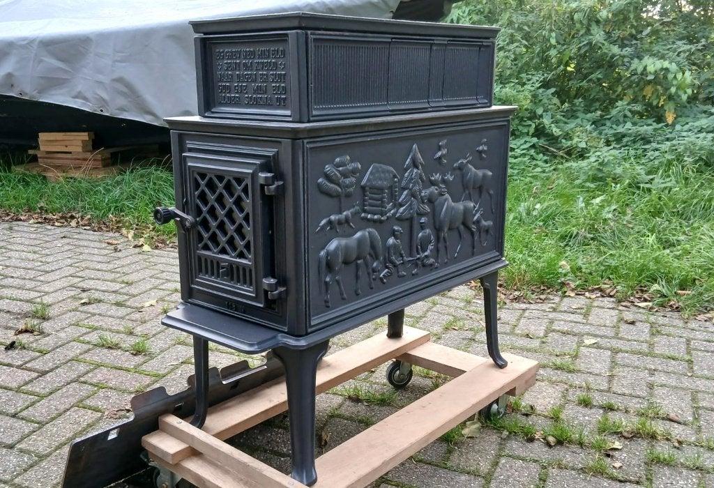 JOTUL 118  black emaille  IZGS met glas deurtje, Ophalen, Houtkachel, Zo goed als nieuw, Vrijstaand
