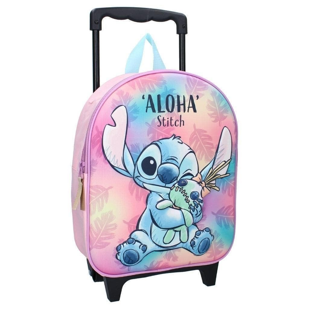 Stitch en Scrump 3D Trolley Rugzak - Disney Reiskoffer, Uitschuifbare handgreep, Minder dan 40 cm, Nvt, Roze