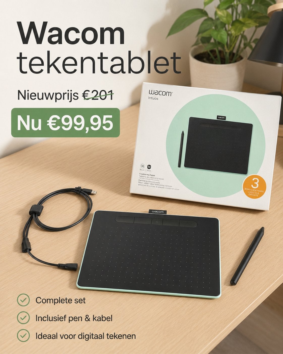 Wacom Intuos Creative Pen Tablet - Nieuw, Computers en Software, Tekentablets, Ophalen of Verzenden, Zo goed als nieuw, Bedraad
