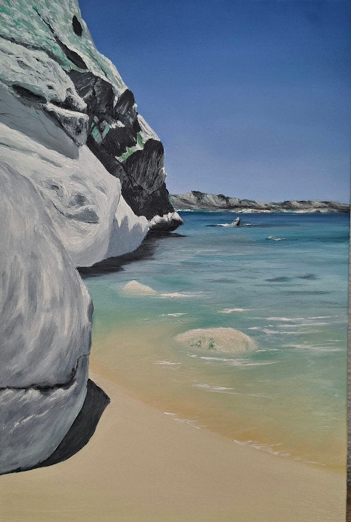Zeegezicht olieverf Sardinia, Ophalen of Verzenden, Origineel werk
