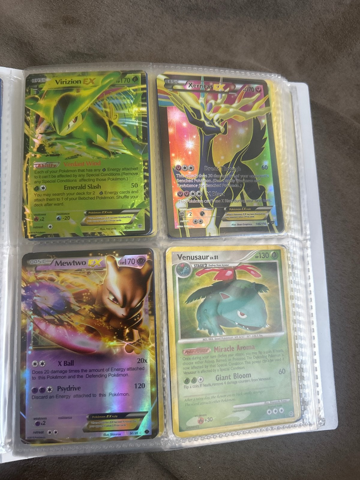 Pokémon EX & Lv.X Kaarten - Virizion, Xerneas, Mewtwo, Venus, Ophalen of Verzenden, Gebruikt, Meerdere kaarten, Foil