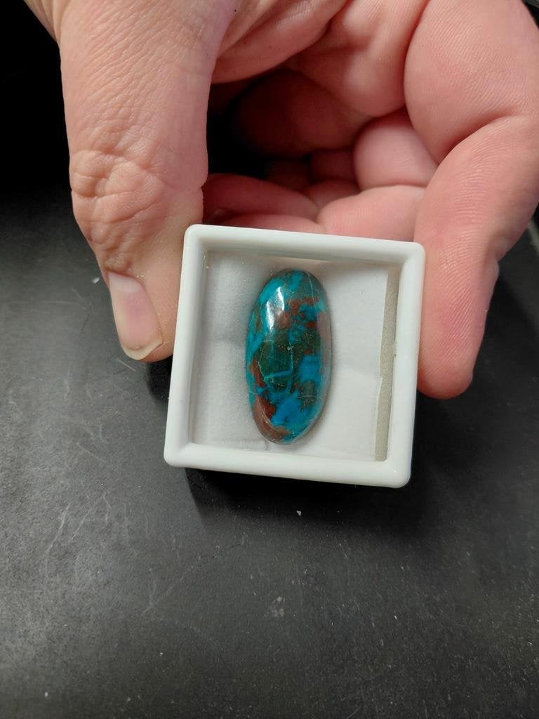 Lang ovaal geslepen chrysocolla, Sieraden, Tassen en Uiterlijk, Edelstenen, Ophalen of Verzenden, Nieuw