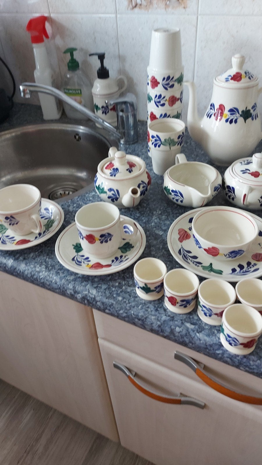 Boerenbont servies - complete set, Gebruikt, Keramiek, Landelijk/Boerenbont, Ophalen of Verzenden