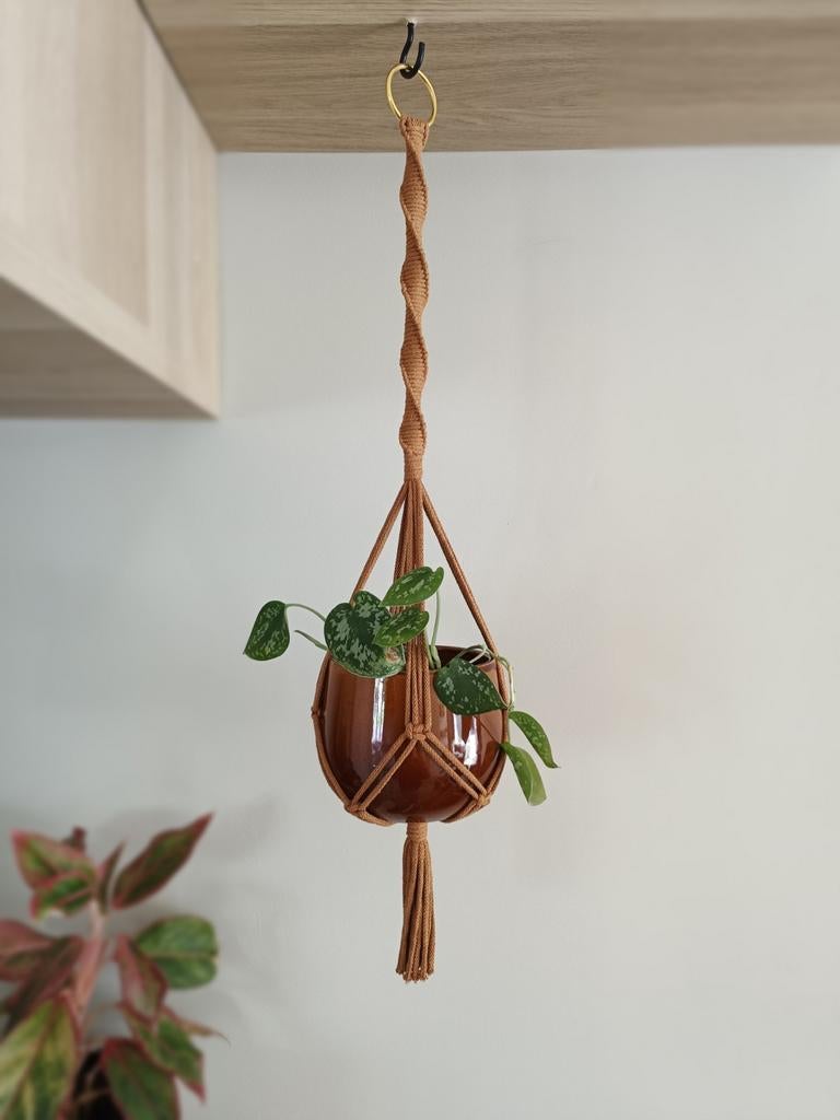 Macramé plantenhanger, Boho, Nieuw, Ophalen of Verzenden, Bruin