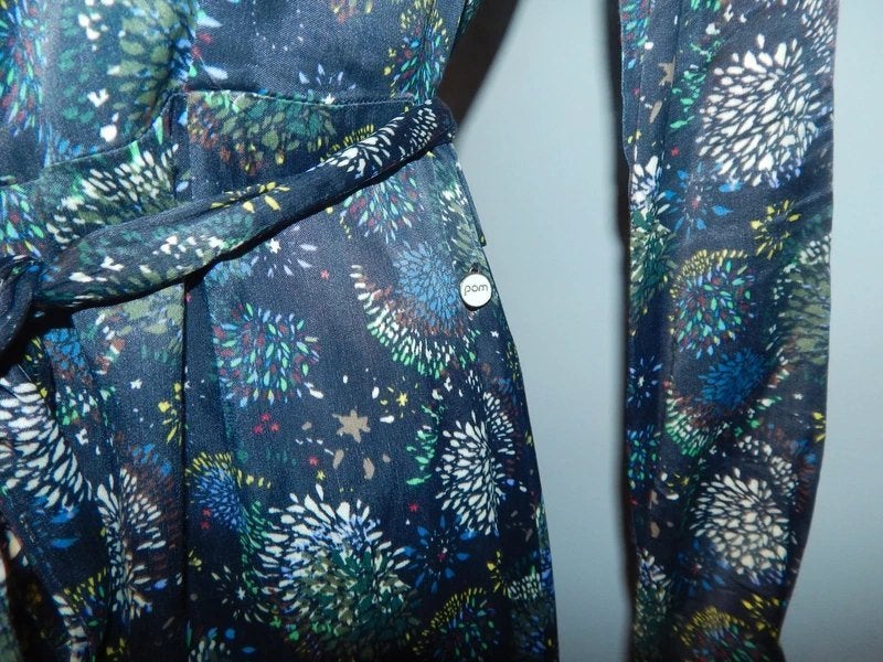 POM Amsterdam x katja door knoop jurk boeket print 38, Maat 38/40 (M), Zo goed als nieuw, Pom Amsterdam, Onder de knie