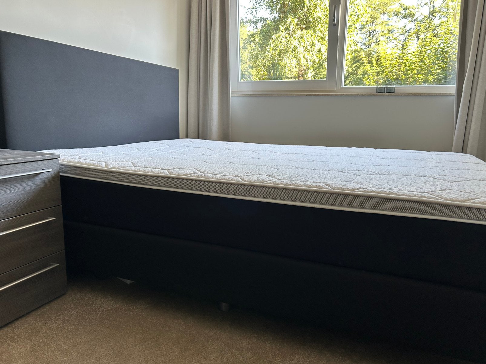 Te koop Boxspring 1.40 x 2.00, Ophalen, Zwart, Tweepersoons, 140 cm