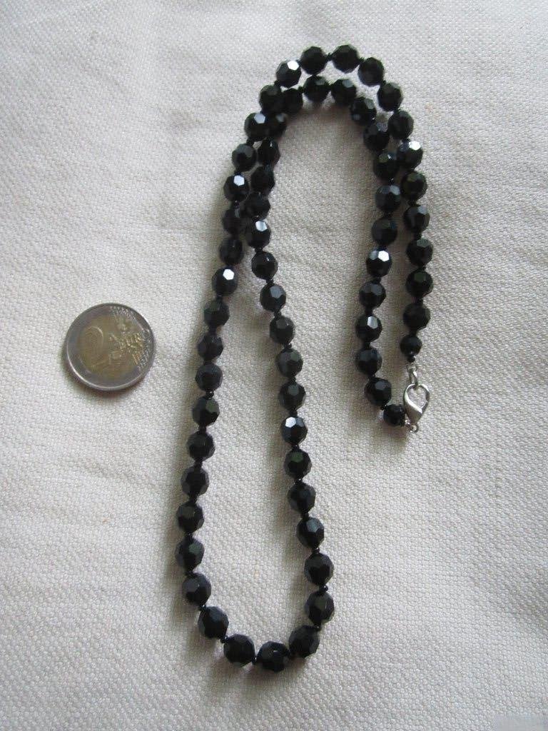 21.   Schitterende oude ketting, French jet,   60 cm, Sieraden, Tassen en Uiterlijk, Ophalen, Overige materialen, Ketting