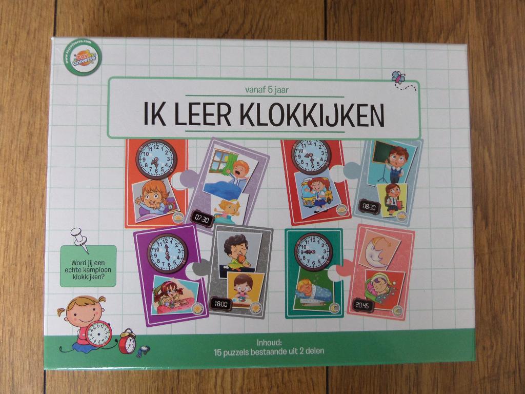 ik leer klok kijken 15 puzzels uit 2 delen vanaf 5 jaar, Ophalen of Verzenden, Zo goed als nieuw, Taal en Lezen