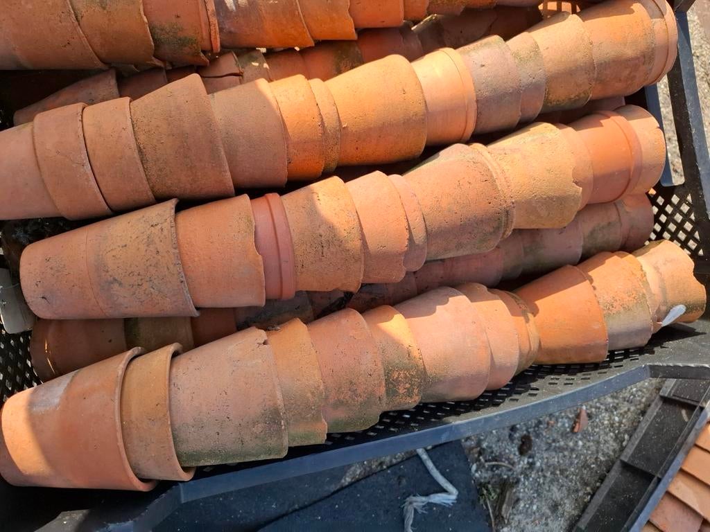 antieke terracotta potjes Vintage, Tuin en Terras, Ophalen, Gebruikt, Rond, Terracotta
