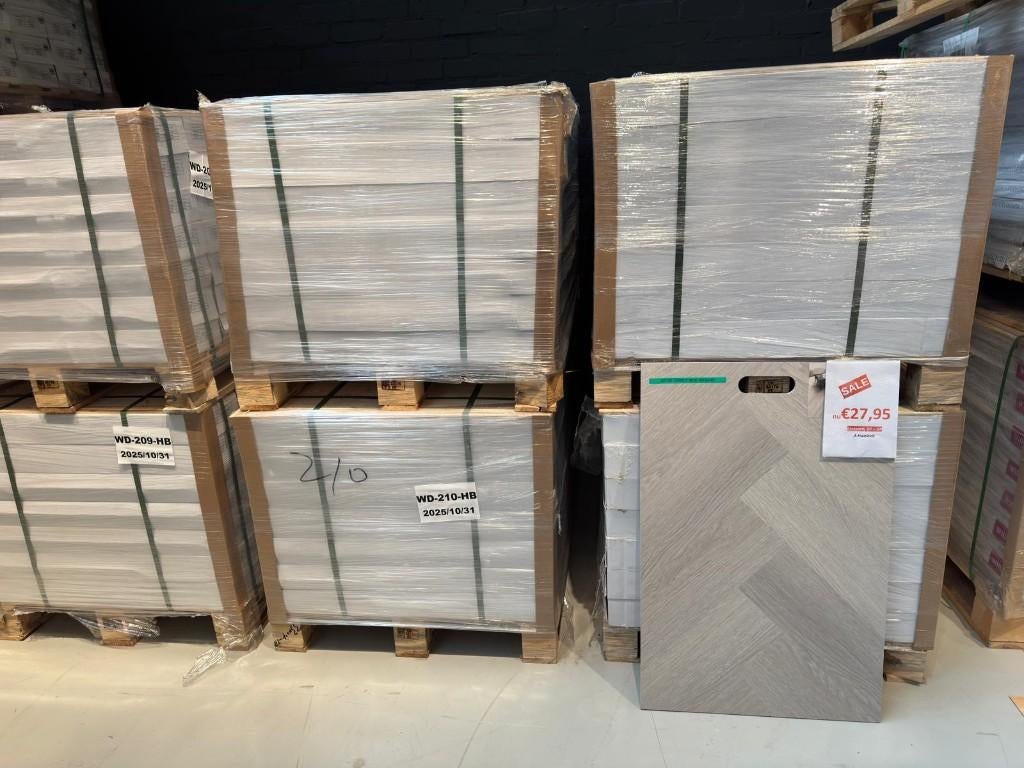 Direct ophalen | PVC Vloer klik visgraat pallets |Utrecht, 75 m² of meer, 4131 NH, Nieuw, Grijs