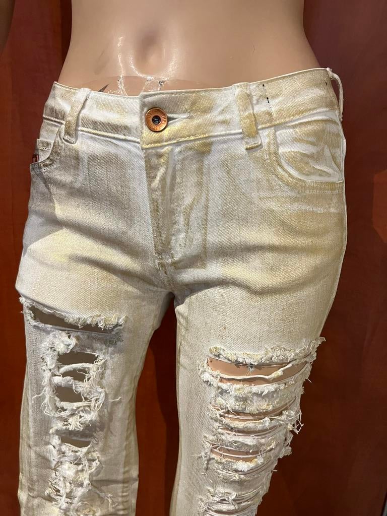 FIVE SEASONS jeans maat 25 GOUDKLEURIG  origineel ZGAN, Kleding | Dames, Overige kleuren, Ophalen of Verzenden, Zo goed als nieuw