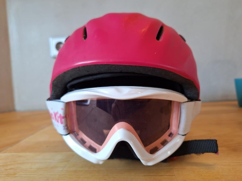 Roze kinder skihelm met skibril - maat 52-56 cm, Overige merken, Gebruikt, Overige typen, Ophalen of Verzenden