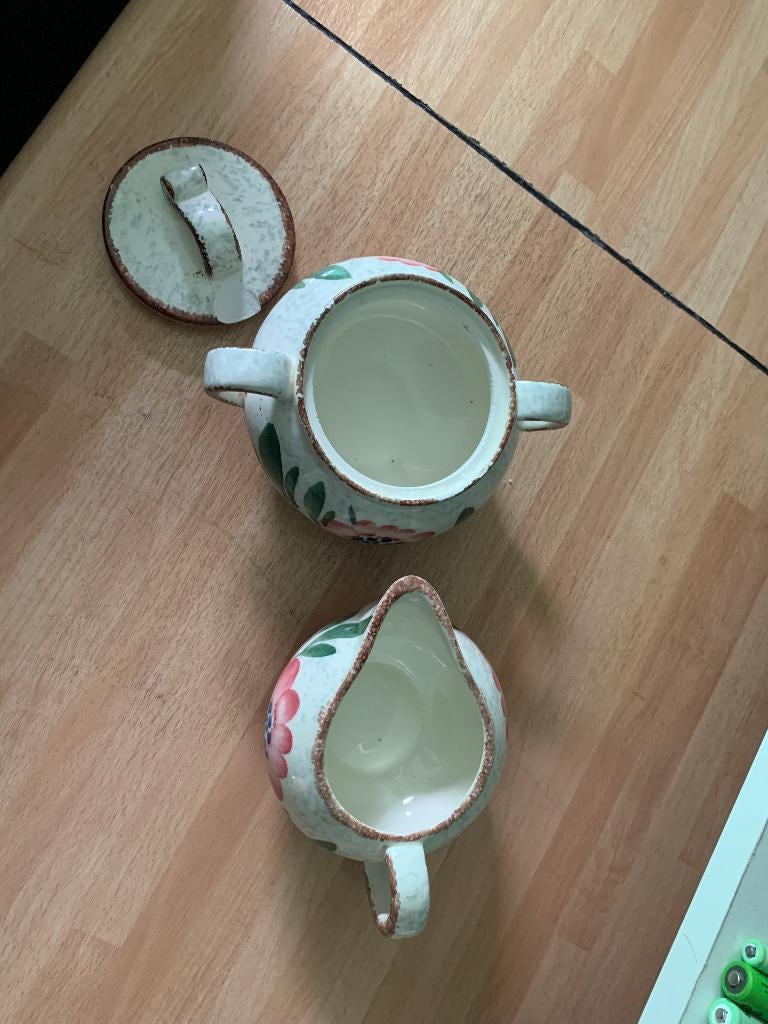 Keramisch SMF 'Schramberg' melk en suikerpotje+deksel *, Antiek en Kunst, Antiek | Keramiek en Aardewerk, Ophalen