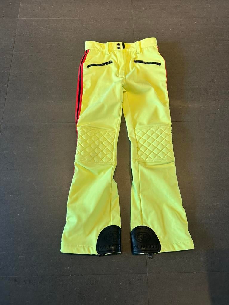 Goldbergh skibroek fel geel met bies, Kleding | Dames, Ophalen of Verzenden, Gedragen, Maat 38/40 (M), Broek