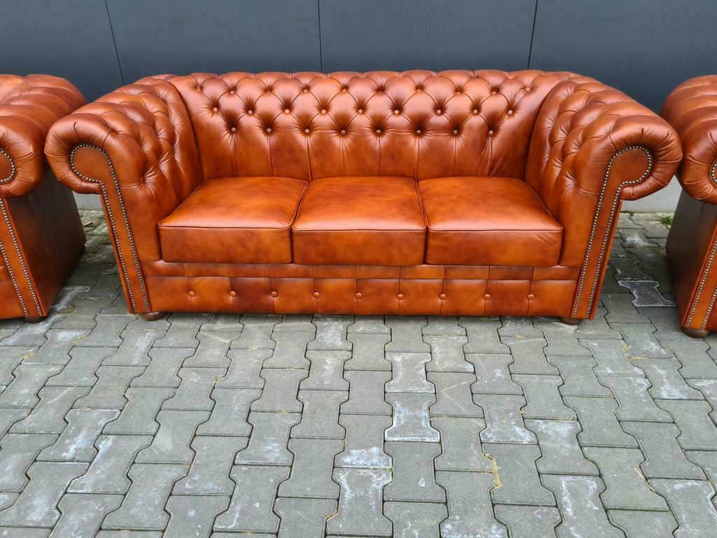 NIEUW Chesterfield 3+2+1 bankstel + GRATIS BEZORGING, Ophalen of Verzenden, Nieuw, Leer, Chesterfield