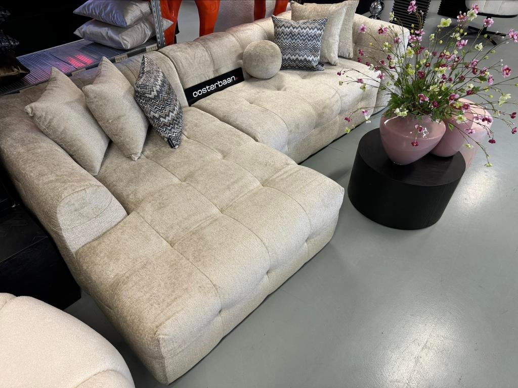 Luxe Velvet Teddy Loungebank Flipper Beige 160x290cm NIEUW, 250 tot 300 cm, Info@oosterbaanwonen.nl, Hoekbank, Nieuw