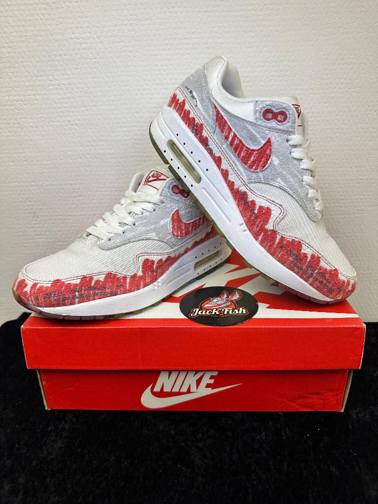 Nike air Max 1 Sketch university red - size 38, Overige kleuren, Nike, Ophalen of Verzenden, Sneakers of Gympen