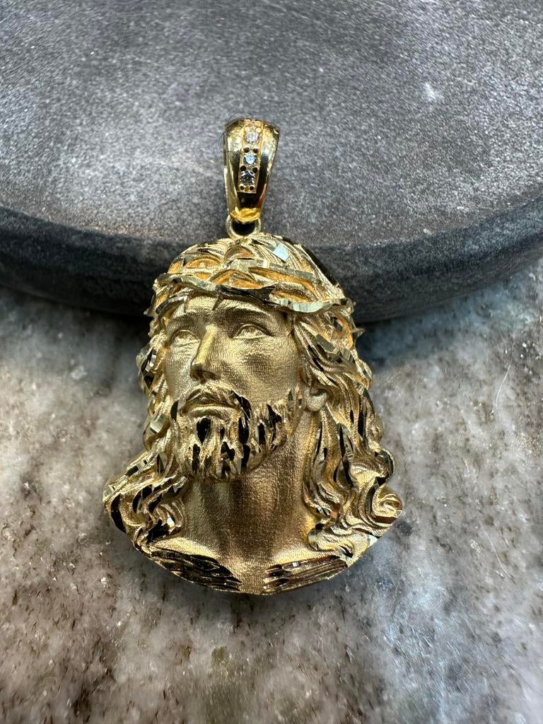 18k Gouden Jezus Hanger Massief, Sieraden, Tassen en Uiterlijk, Kettinghangers, Nieuw, Goud, Kruis of Symbool, Met edelsteen, Ophalen of Verzenden