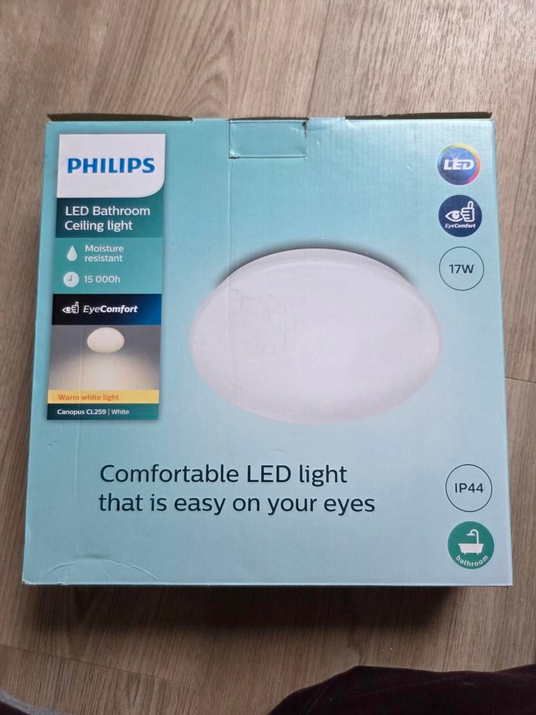 Nieuwe Philips Badkamer Plafondlamp Warm Wit, Ophalen of Verzenden, Nieuw, Kunststof