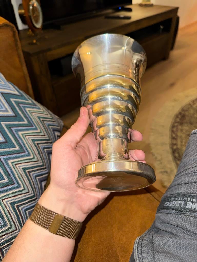 Art Deco Verzilverde Beker/Vaas - Jaren '20/'30, Ophalen of Verzenden, Zilver