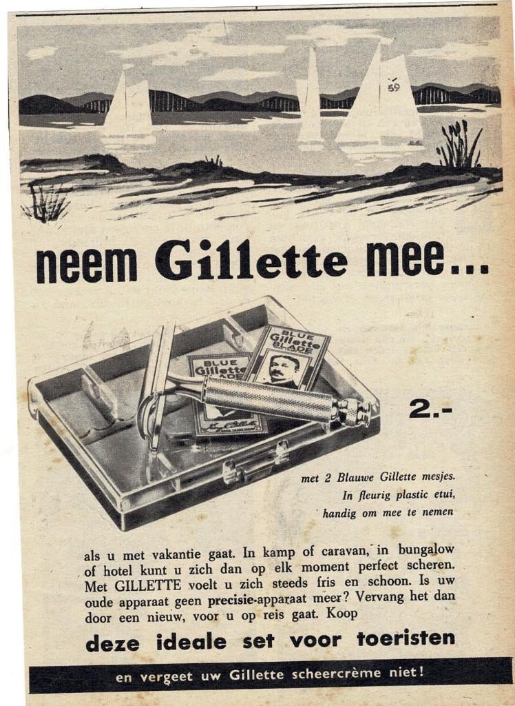 Deze ideale GILLETTE SET voor toeristen met 2 blauwe mesjes, Verzenden, Zo goed als nieuw, Gebruiksvoorwerp