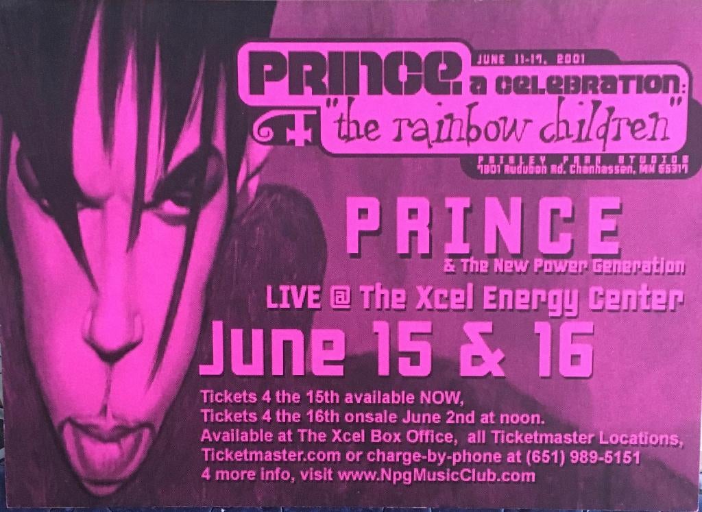 Prince a celebration "the rainbow children" 'Flyer, Ophalen of Verzenden, Zo goed als nieuw, Overige typen