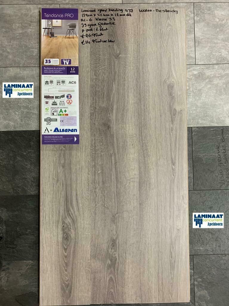 Waterbestendig Laminaat 12mm dik Grey Building AC-6 Klas 33, Ophalen of Verzenden, Nieuw