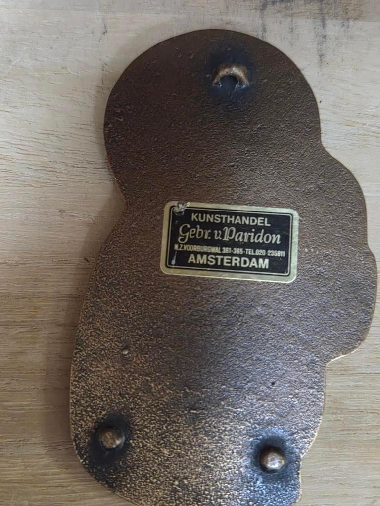 Vintage Walter Mellmann Maria & Jezus Bronzen Wand Ornament, Ophalen of Verzenden, Brons